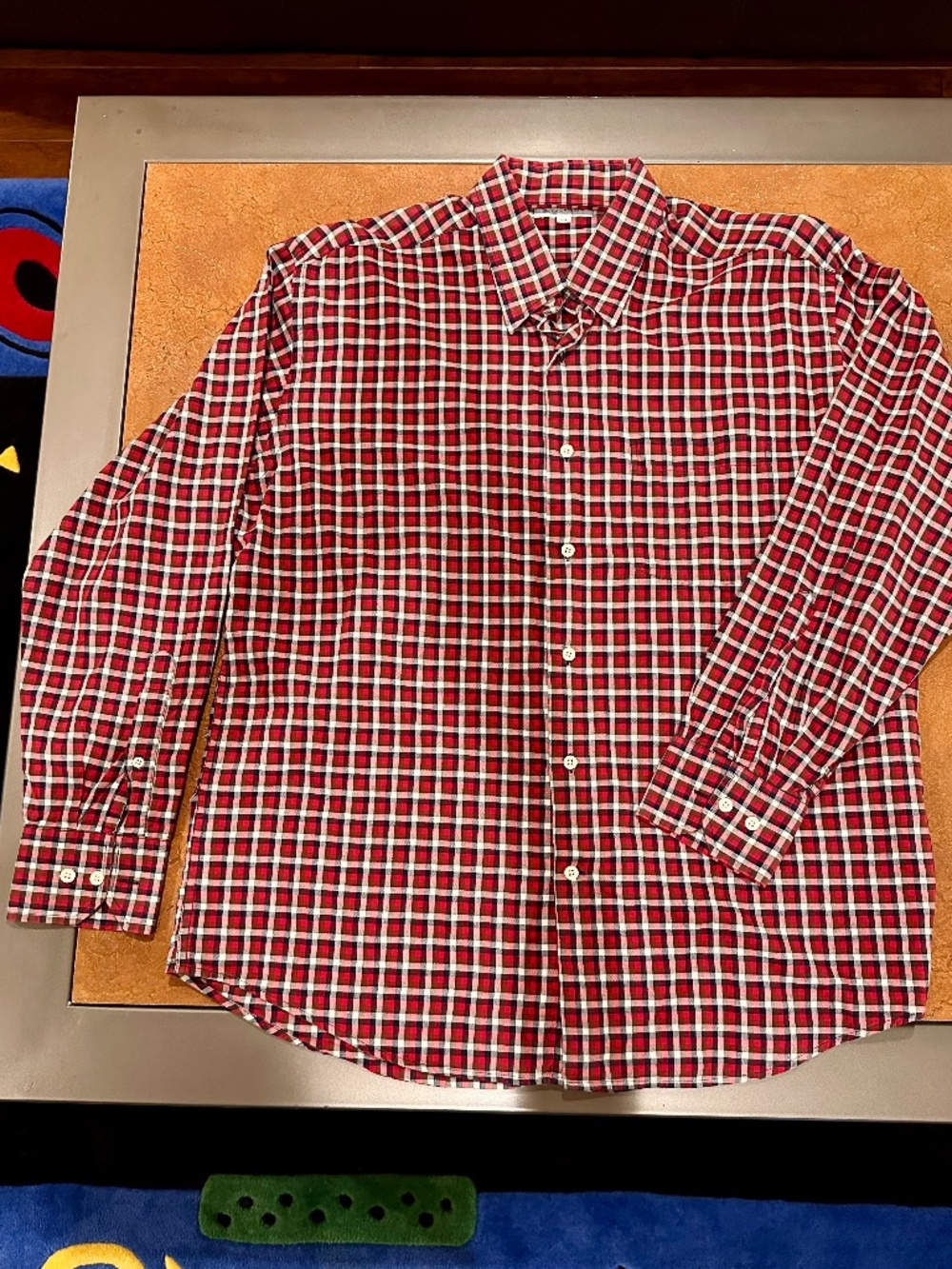 Alex Cannon Men’s Plaid Button Down Shirt - Size Large Red Navy White Check
